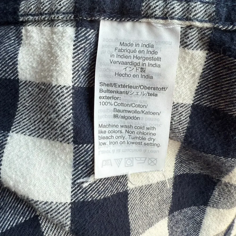 J.Crew Men's Navy & White Buffalo Check‎ 100% Cotton Flannel Shirt - Size Medium